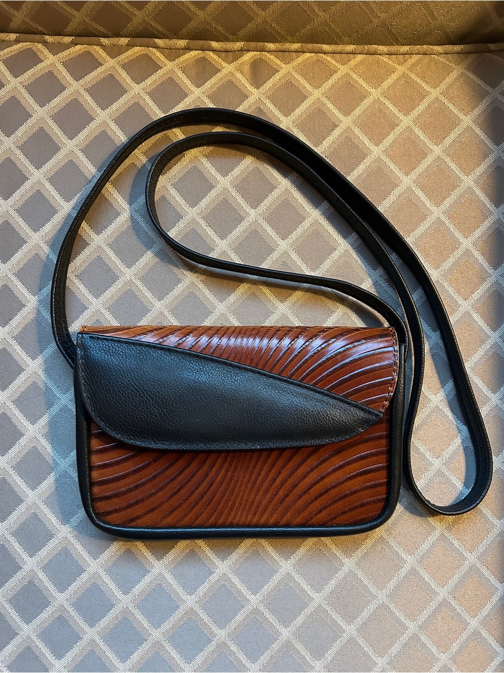 Vintage Roche Leather Company Custom Bag Black and Tan